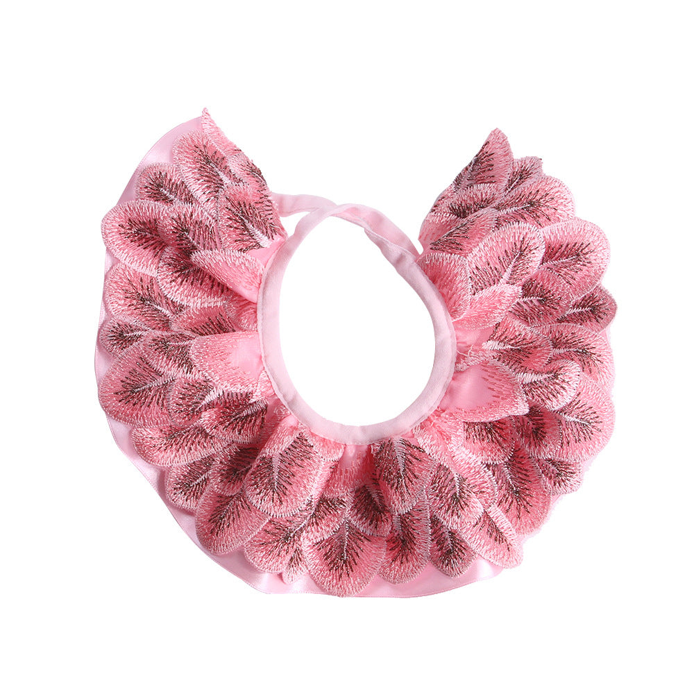 Pet Peacock Feather Lace Embroidered Lace Scarf