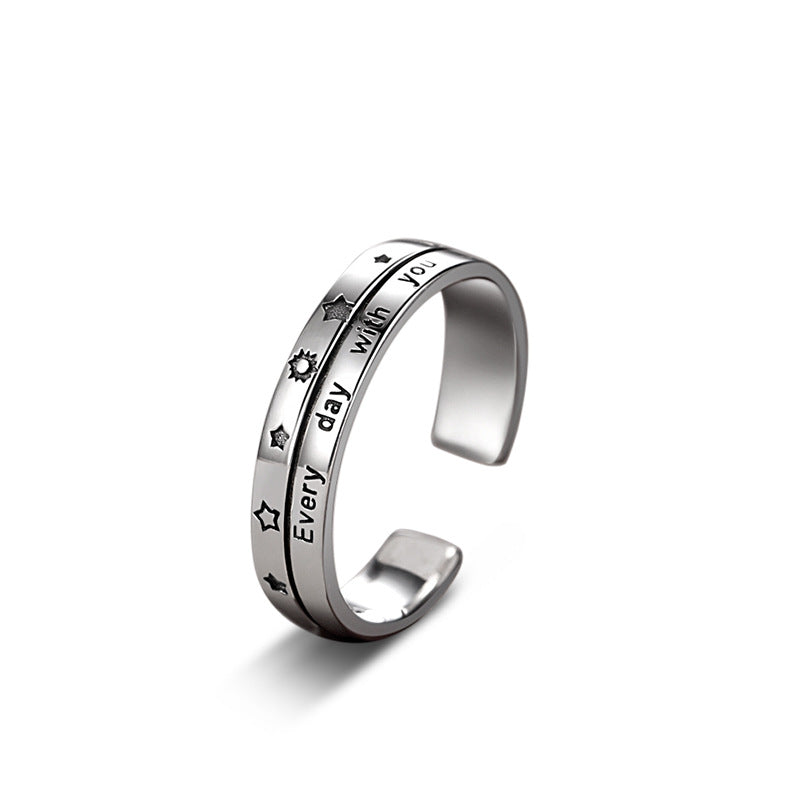 Retro Long-distance Love Valentine's Day Gift Ins Pair Ring