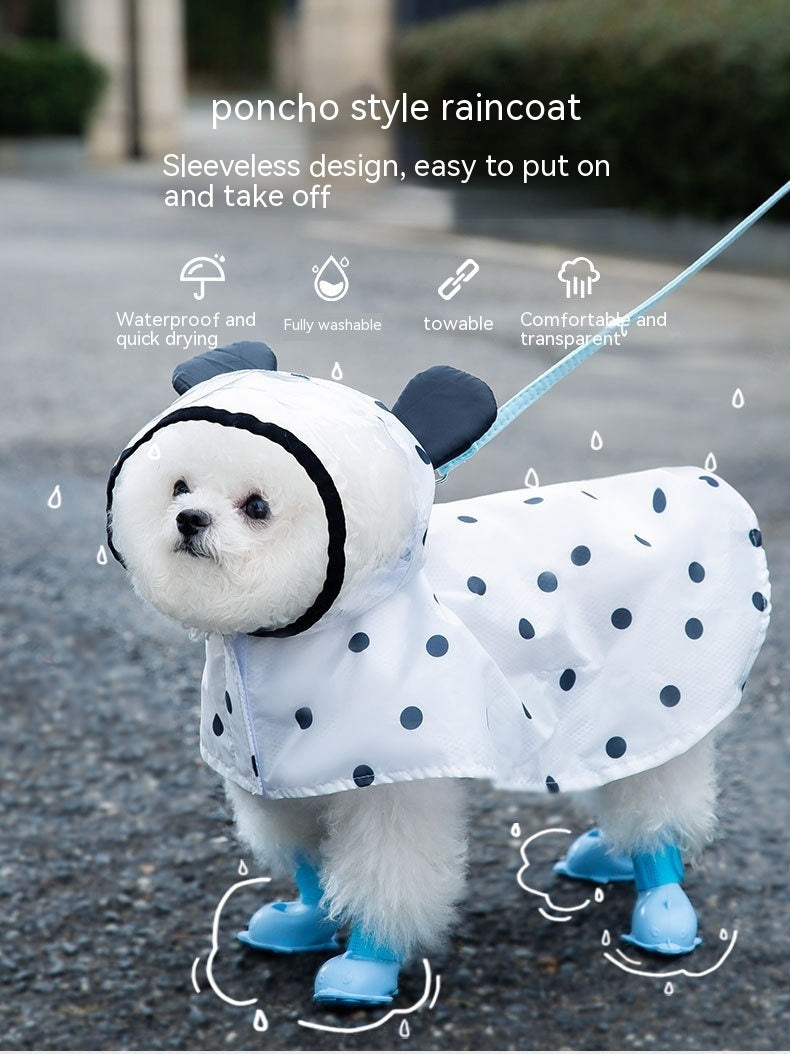Summer Full Printed Polka Dot Bear Dog Poncho
