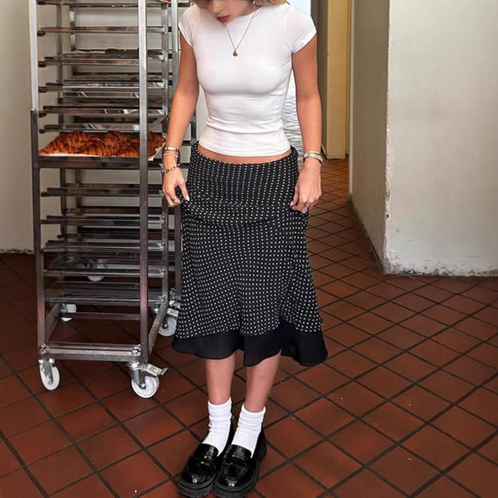 Women's Polka-Dot Double-Layer Mesh Skirt