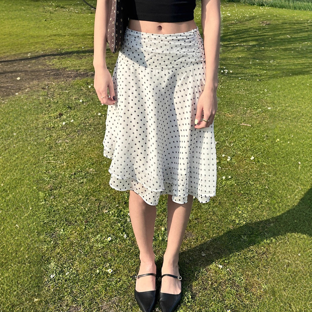 Women's Polka-Dot Double-Layer Mesh Skirt