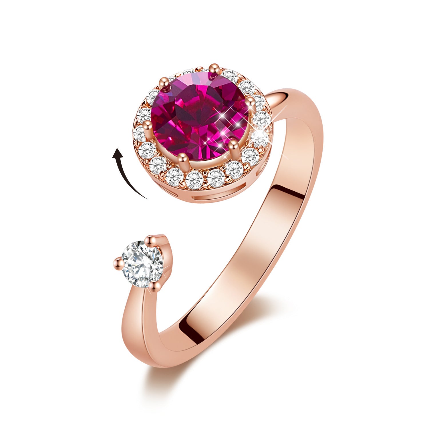 Europe and the United States new personality rotating ring female crystal ring