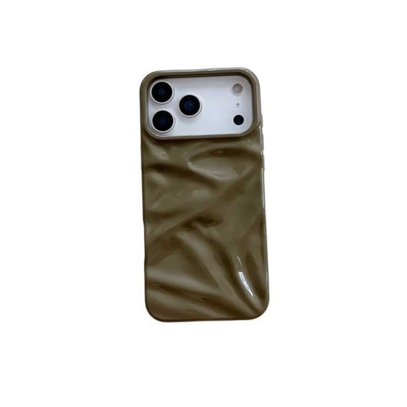 Three-dimensional Pleated Pattern Autumn And Winter Color Phone Case