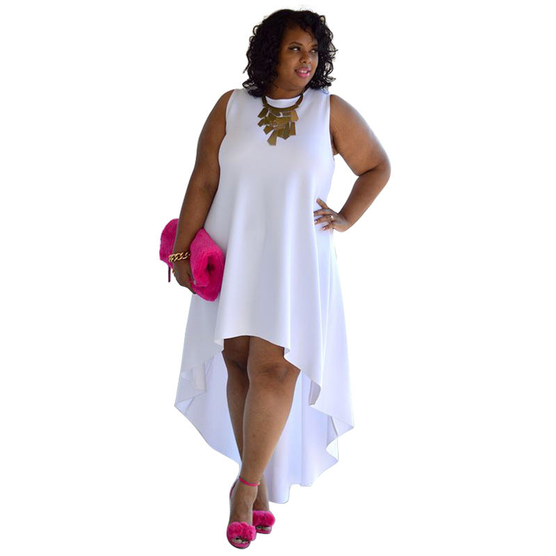 Women's Elegant Plus-Size Sleeveless Sexy Crew-Neck Casual Dress