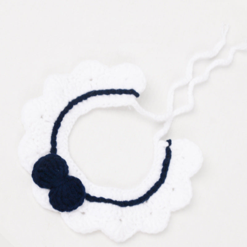 Hand-knitted Adjustable Flower Bow Cat And Dog Collar