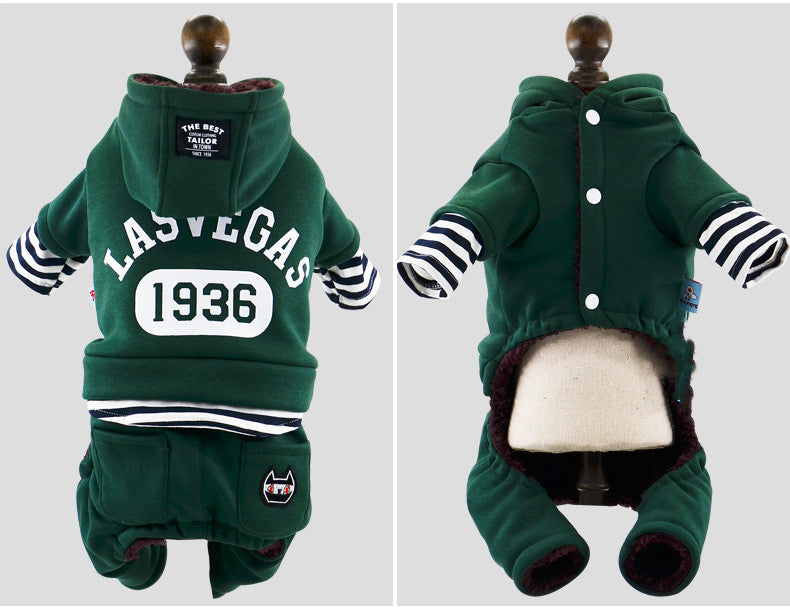 Dog Winter Thick Striped Fake Two-piece Suit