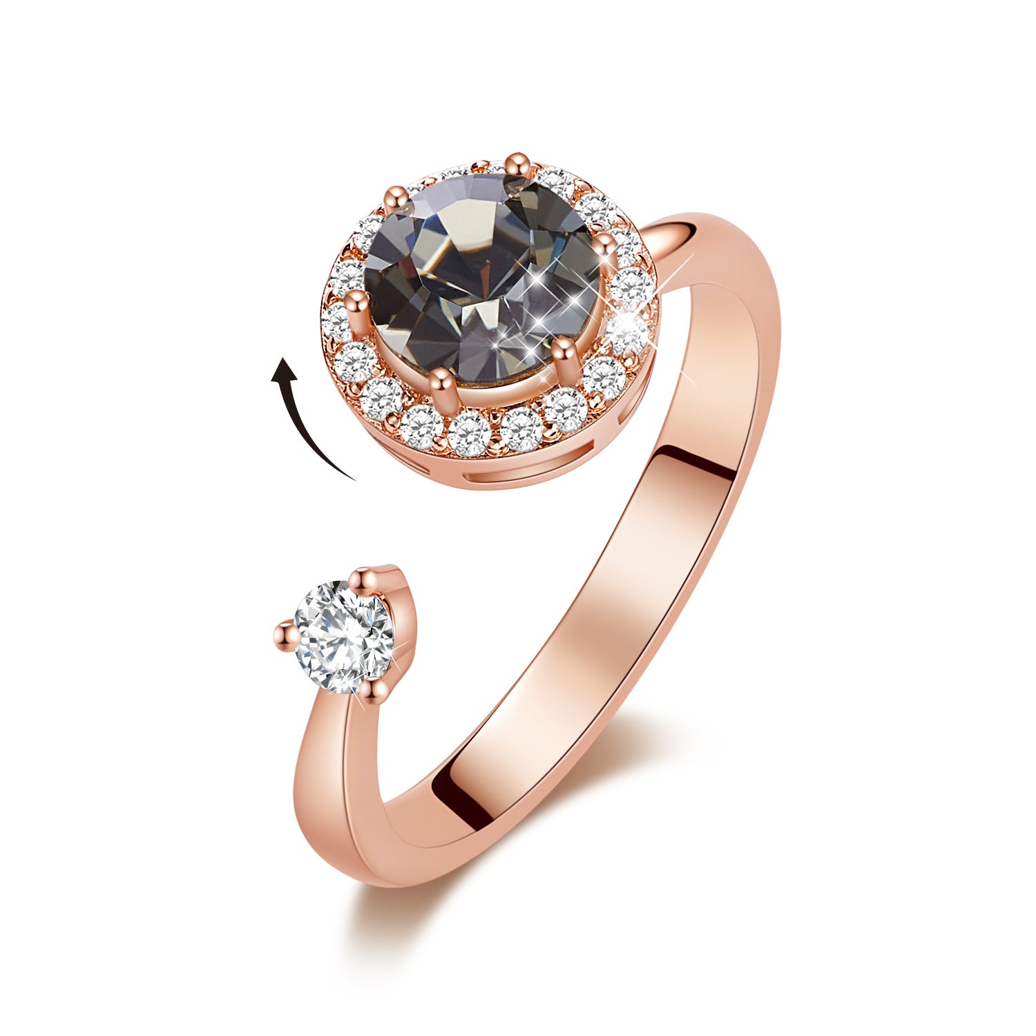 Europe and the United States new personality rotating ring female crystal ring