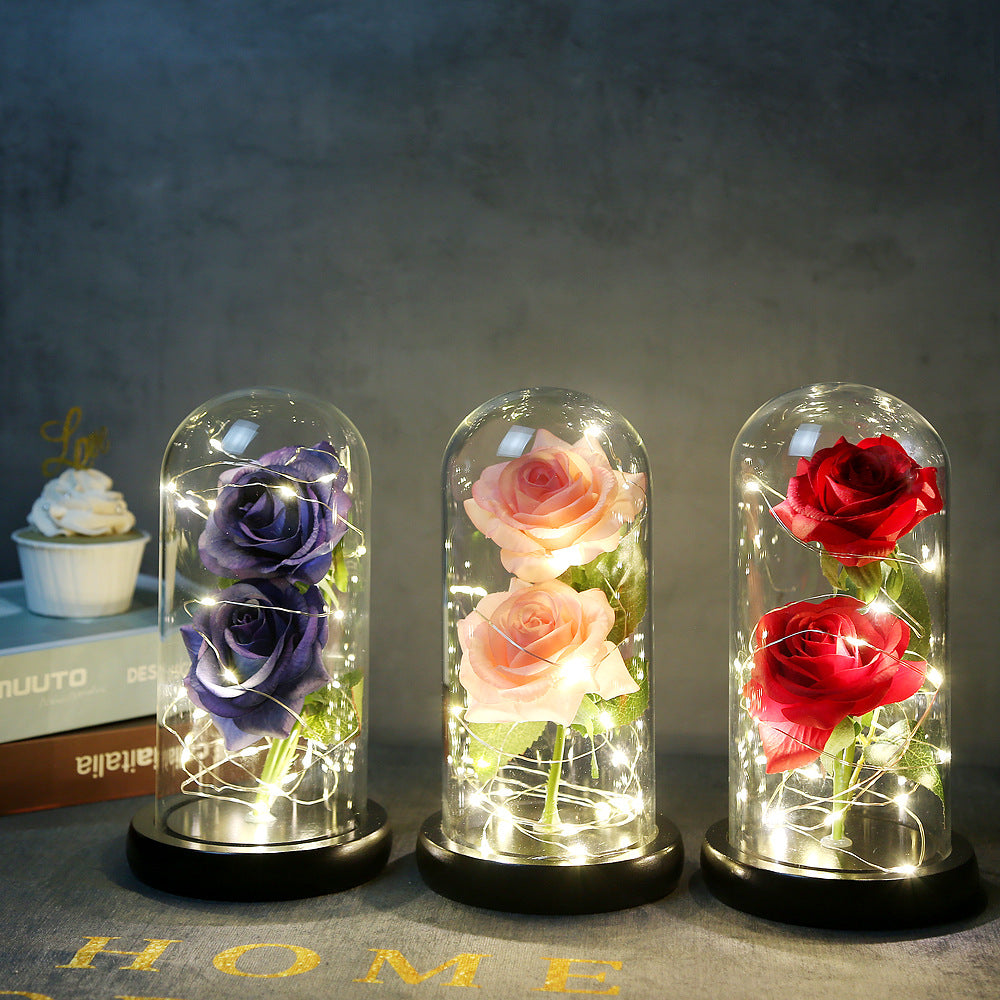 Valentine's Day Gift Simulation Gold-foil Roses Lighting Ornaments