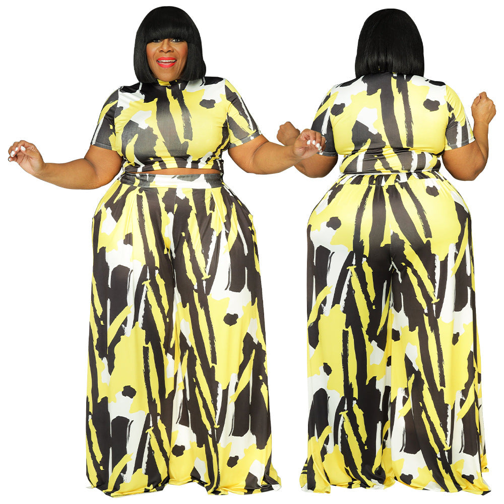 Sexy European And American Women's Clothing Plus-size Two-piece Set