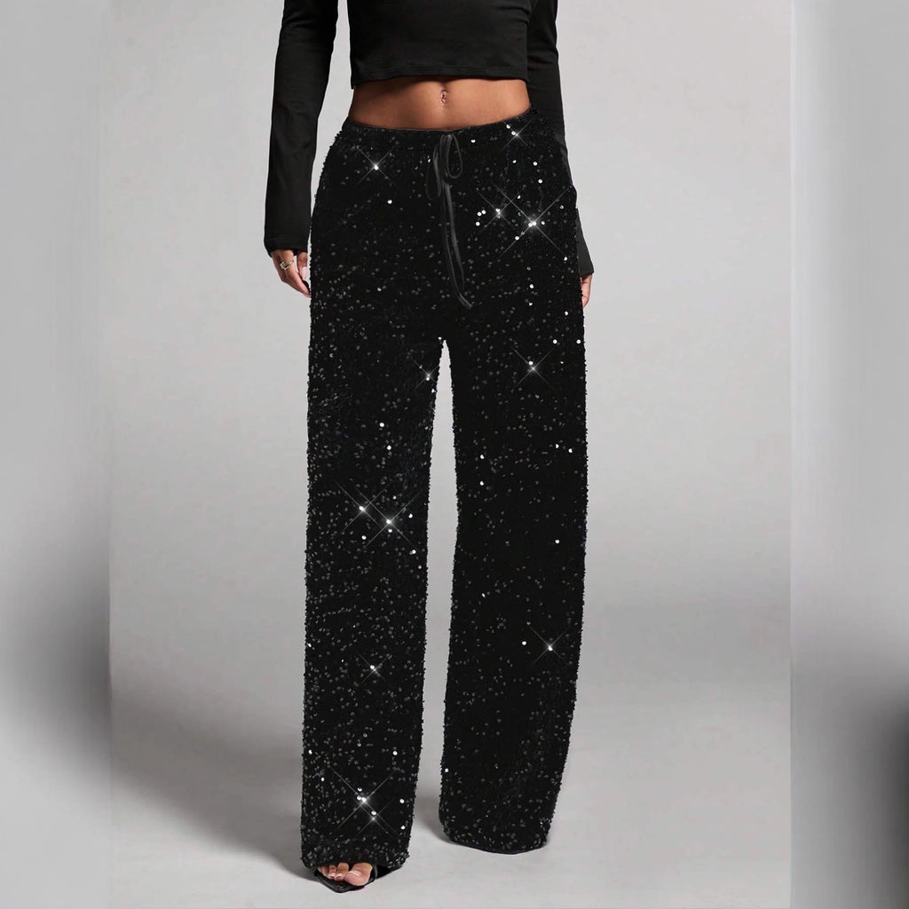 Fashionable Drawstring Slimming Straight-leg Pants For Women