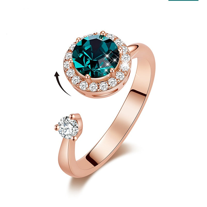 Europe and the United States new personality rotating ring female crystal ring