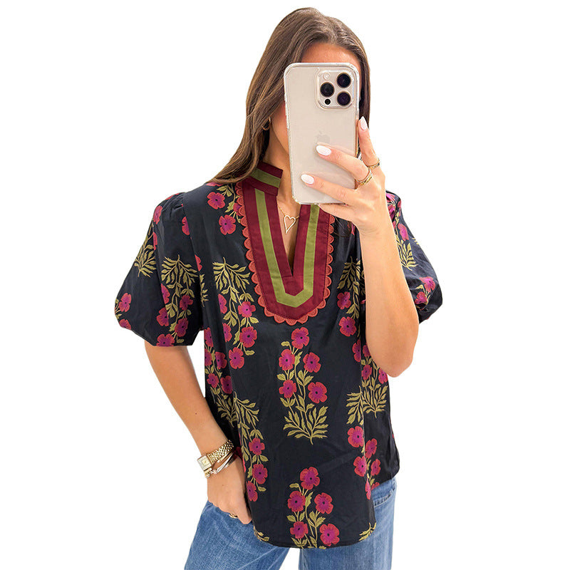 Women's Casual Simple Versatile V-Neck Chiffon Blouse