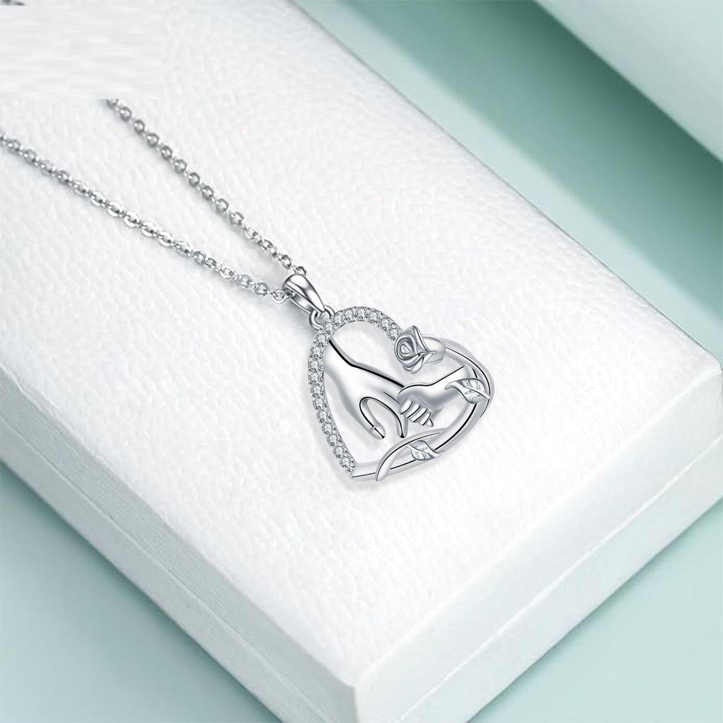 Heart-shaped Mother's Day Gift Big Hand Pull Hand Necklace