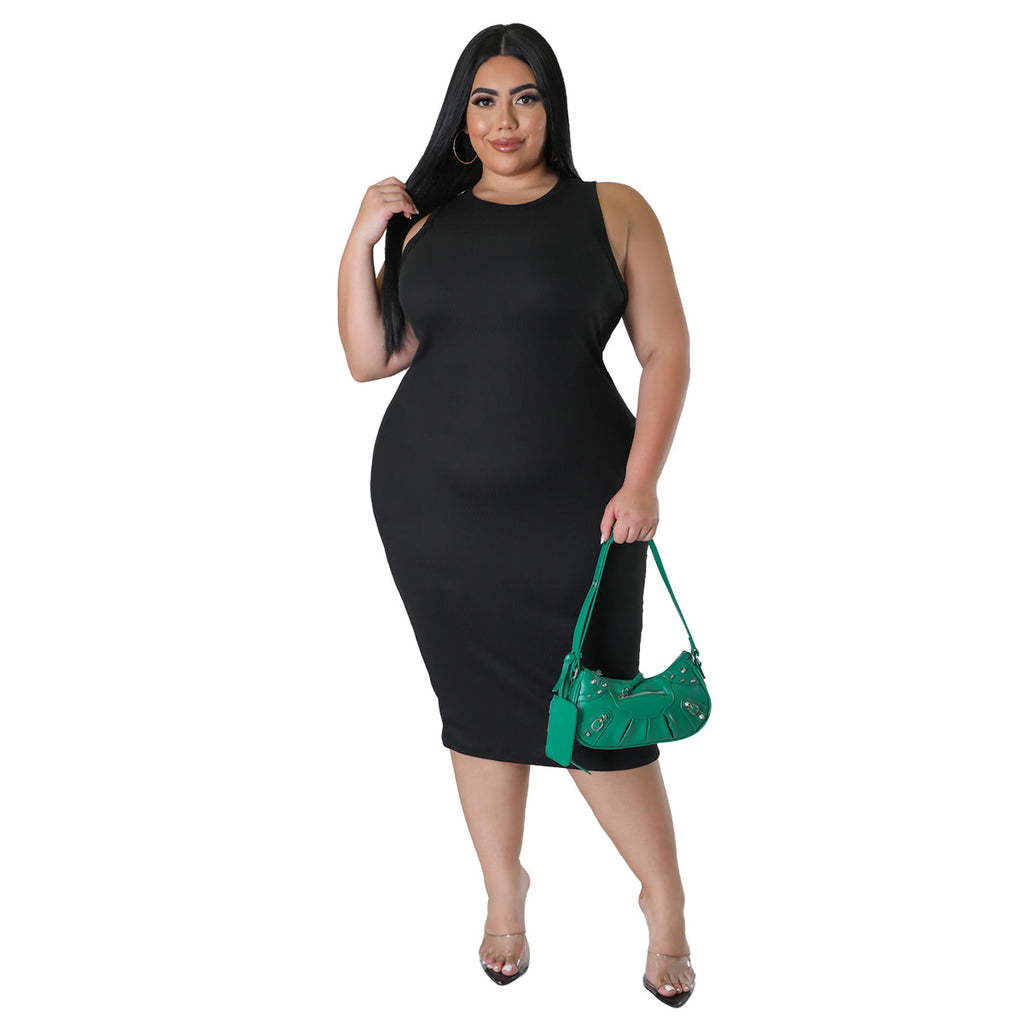 Fashionable And Casual Solid-color Sleeveless Dress For Spring And Summer