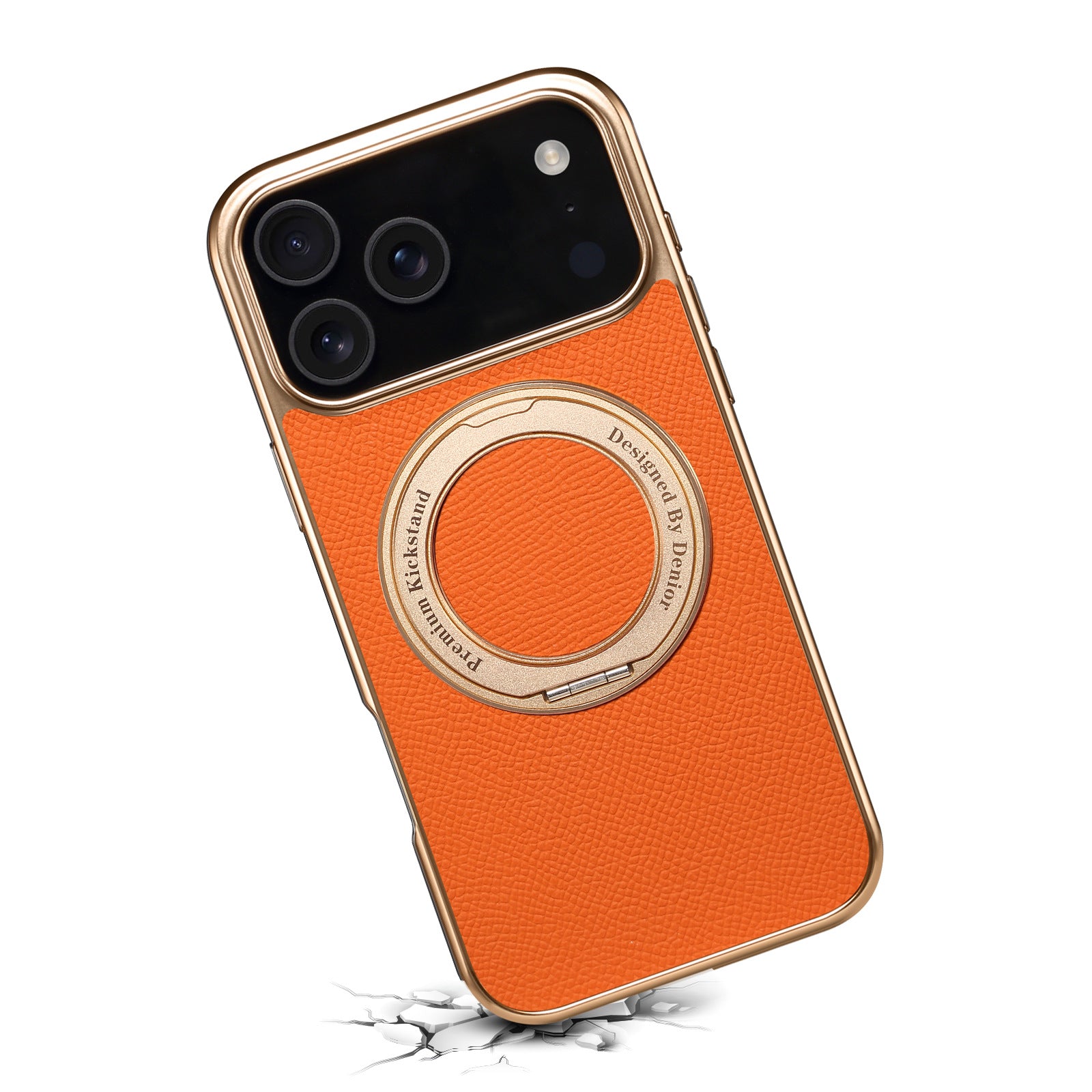Denior Genuine Leather Electroplating Magnetic Phone Case