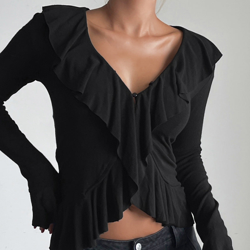 Designer-style Niche Top With Ruffled Hem For Women