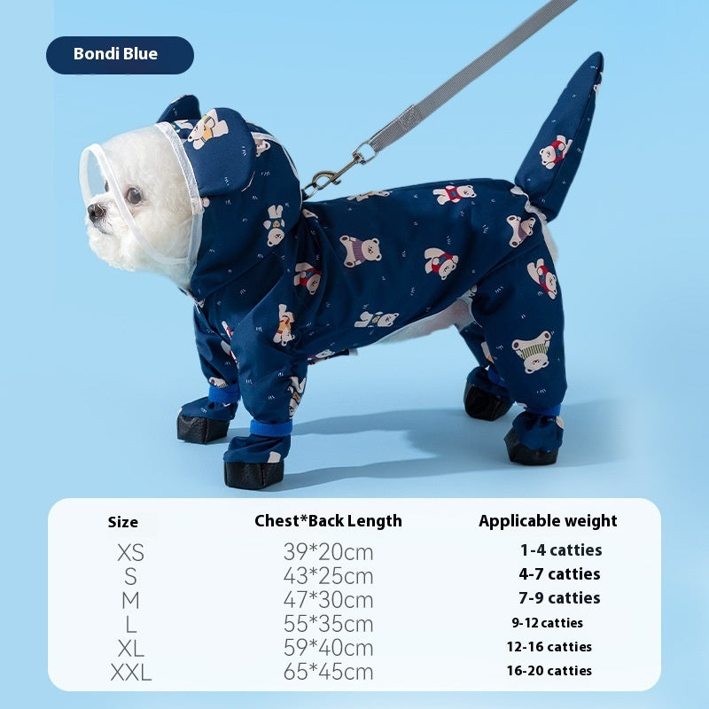 Summer Full Printed Polka Dot Bear Dog Poncho