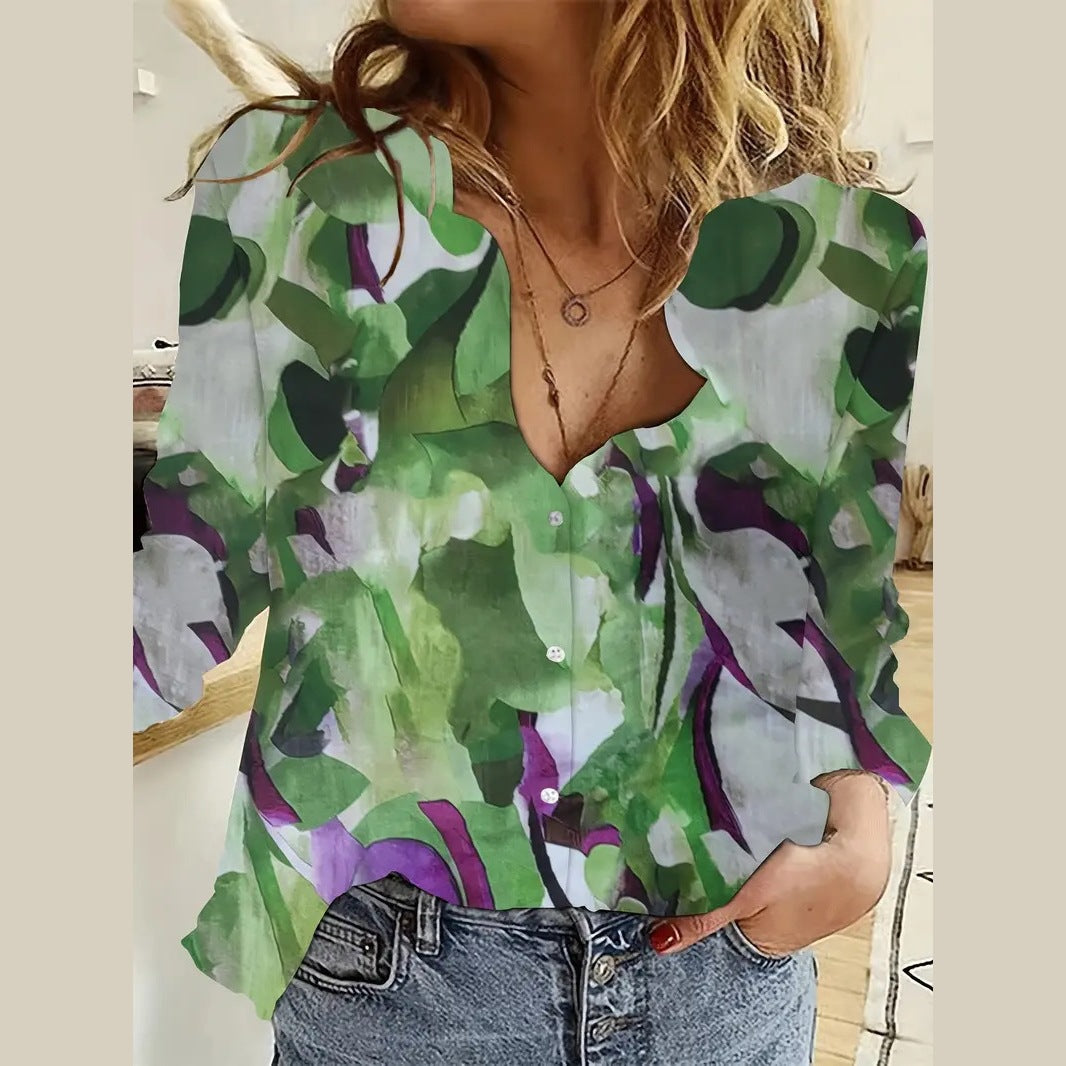 Women's Summer 3D Printed Blouse