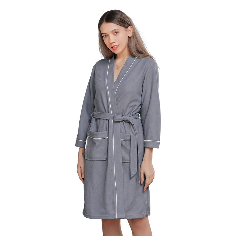 Four-season Waffle-knit Bathrobes For Couples