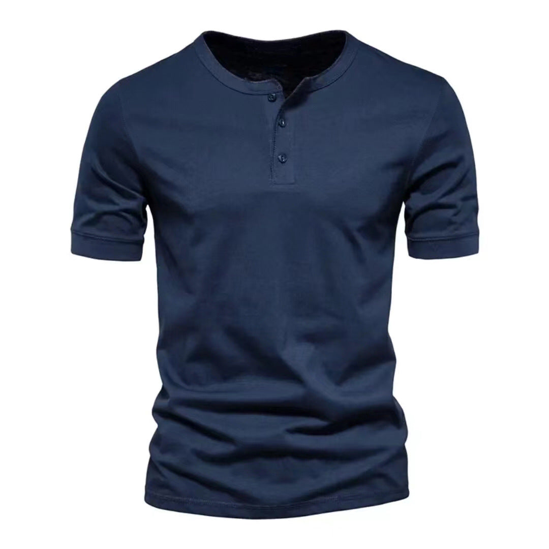 Mens Casual Crew-Neck Short-Sleeve Solid-Color T-Shirt
