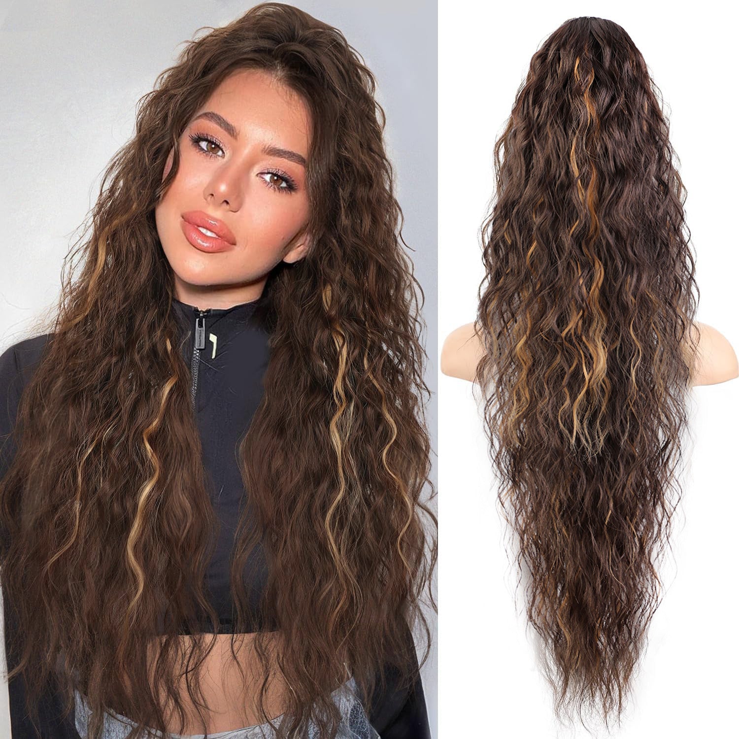Grip Ponytail Fluffy Long Curly Hair Horse Tail Wig