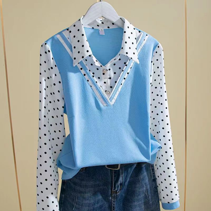 Fake Two-piece Student Base Shirt Plus-size Top