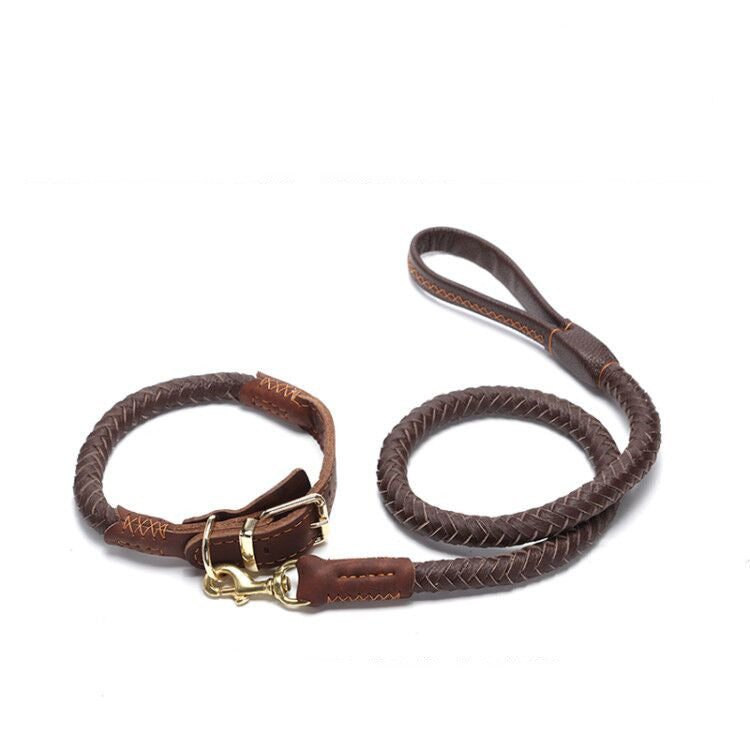 Cowhide Dog Collar Medium And Large Adjustable Collar To Prevent Traction