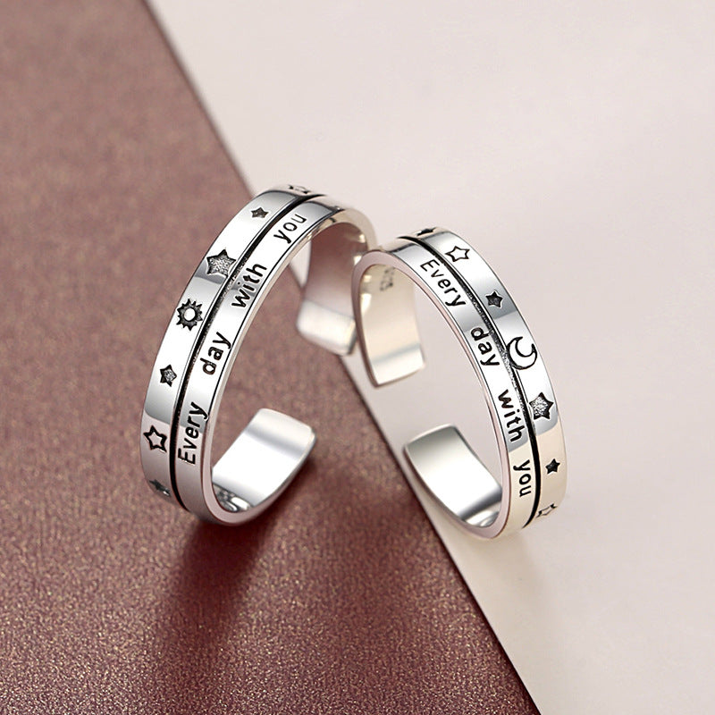 Retro Long-distance Love Valentine's Day Gift Ins Pair Ring