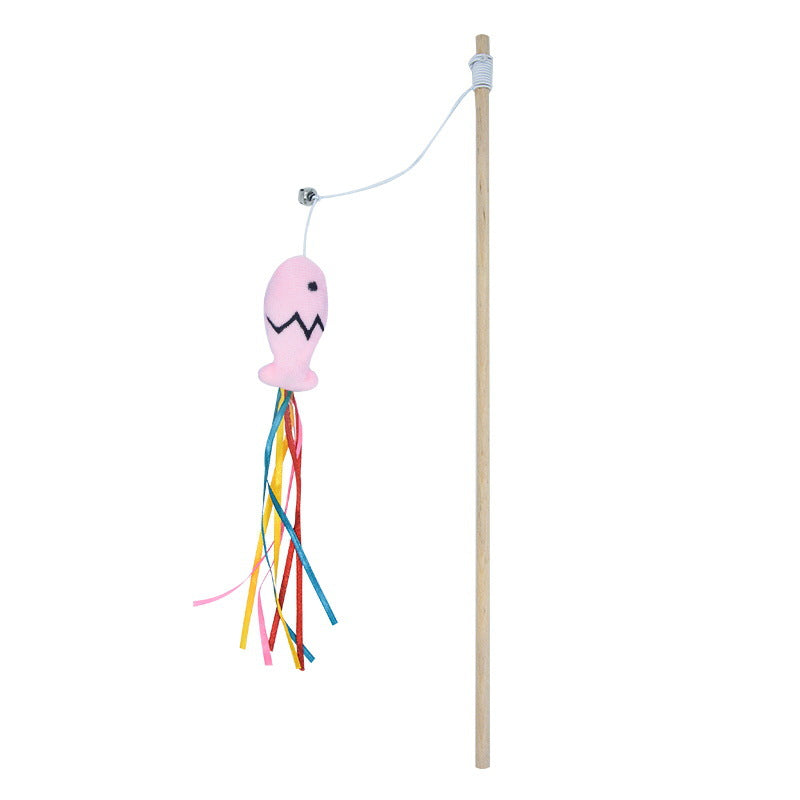 Cat Wand Toys Interactive Cat Toys With Catnip Fish Colorful Ribbons Bell For Kitty Kitten Cat Toys For Indoor Cats Cat Teaser Cat String Toy Cat Accessories