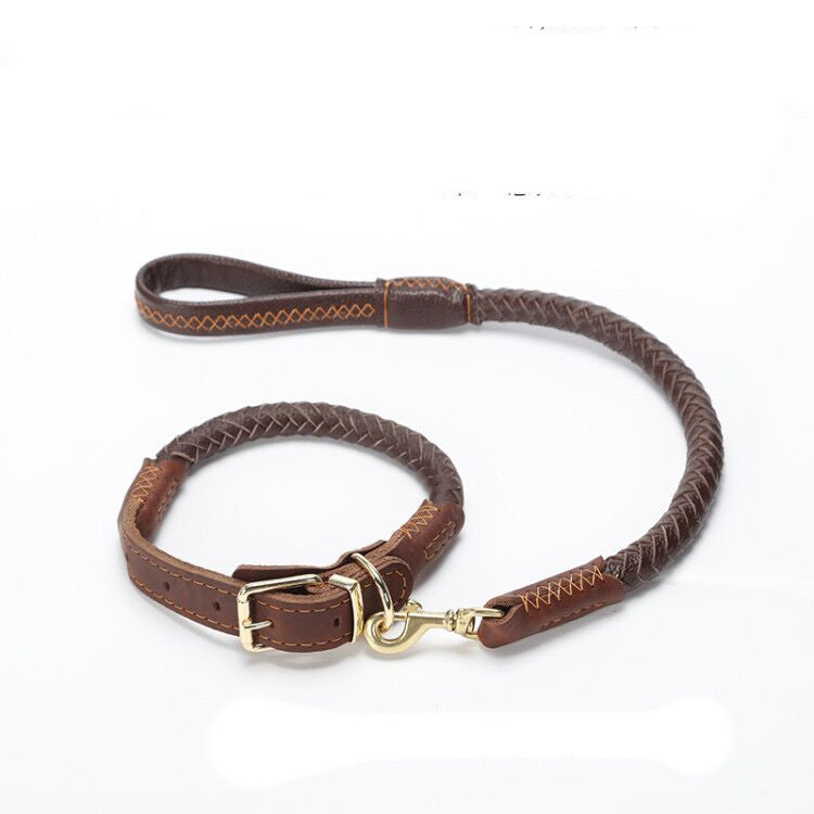 Cowhide Dog Collar Medium And Large Adjustable Collar To Prevent Traction