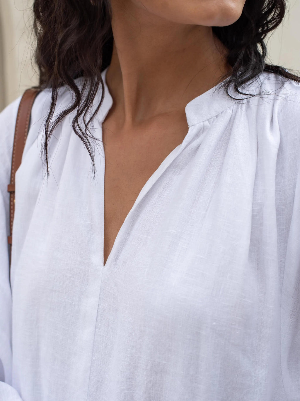 Solid Color V-neck Long Sleeve Dress