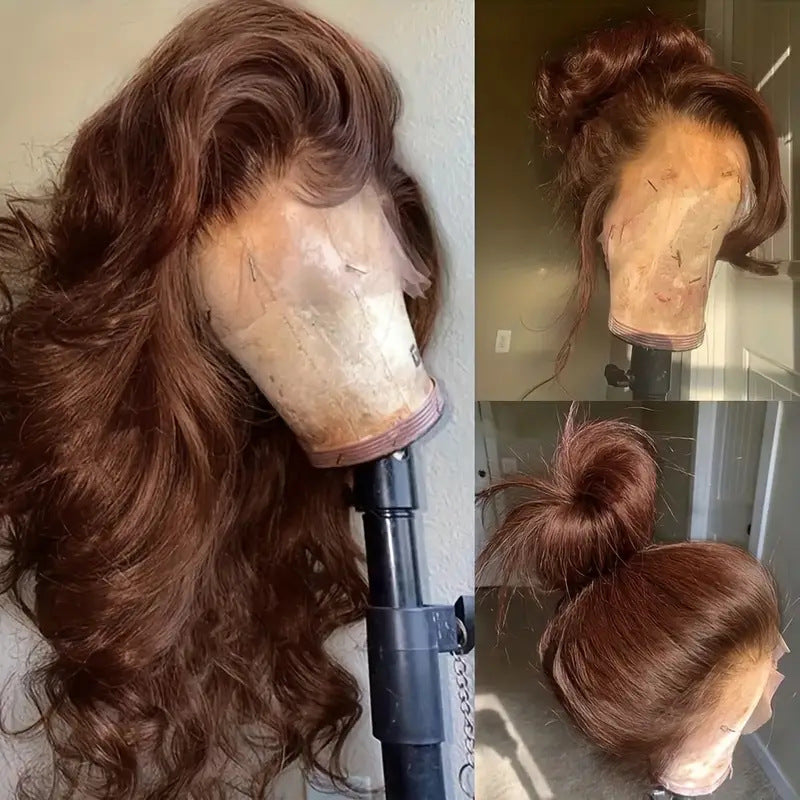 Brown Big Wave Fake Long Curly Wig Head Cover