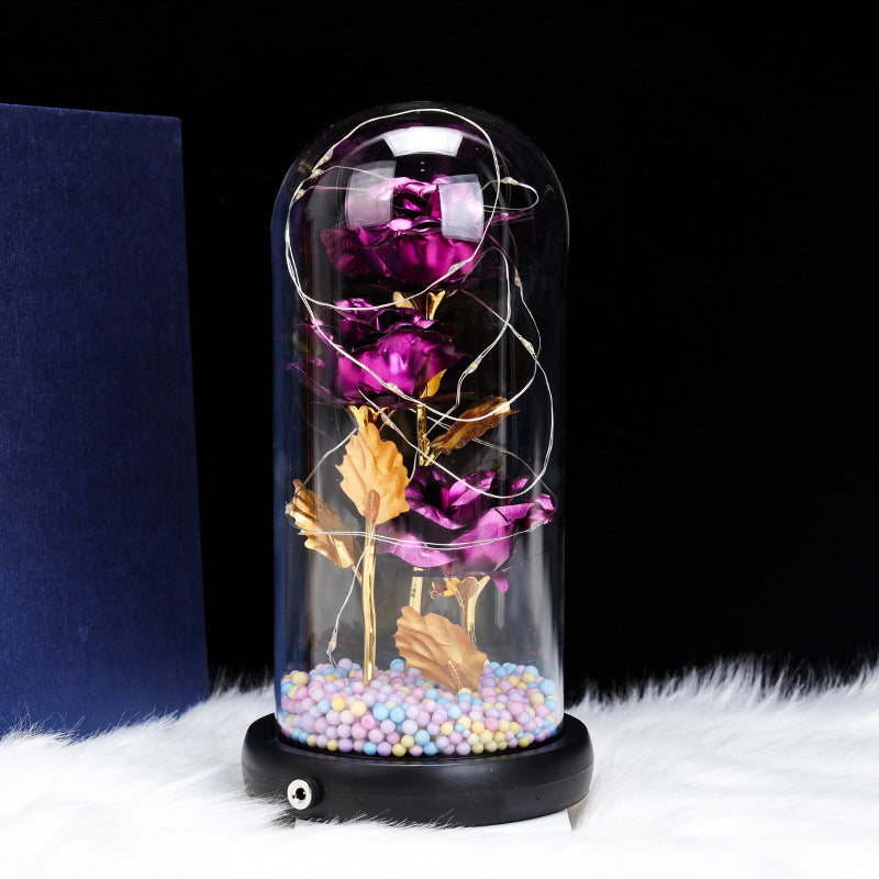 Three Gold Foil Flower Glass Cover Valentine's Day Birthday Gift