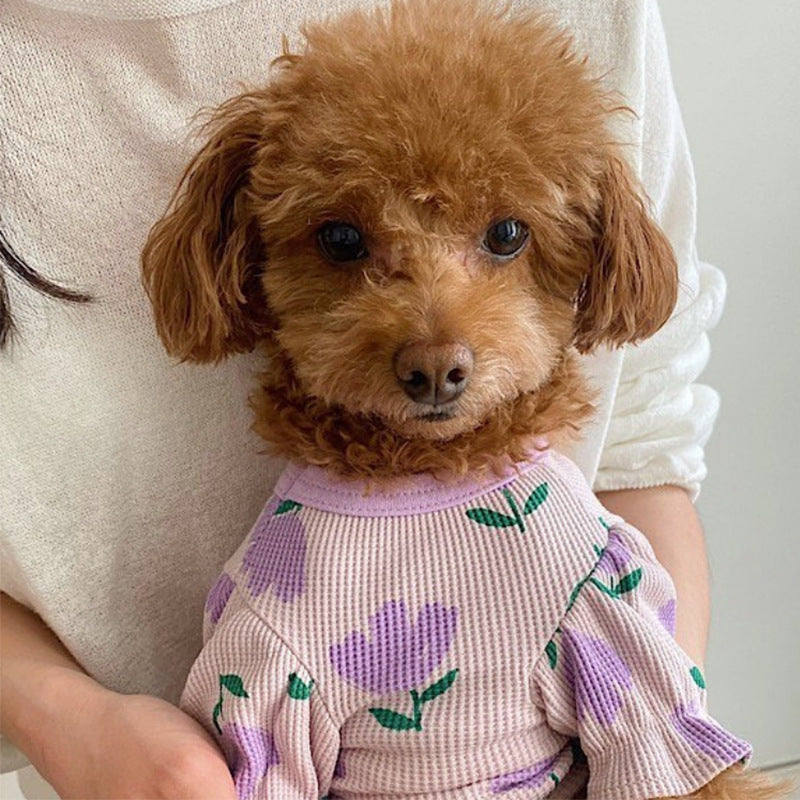 Dog Clothes Tulip Full Printed Waffle T-shirt
