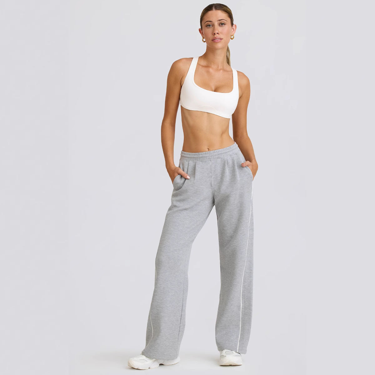 Women's Casual Striped Loose-fitting Fashionable Waist-cinching Wide-leg Pants