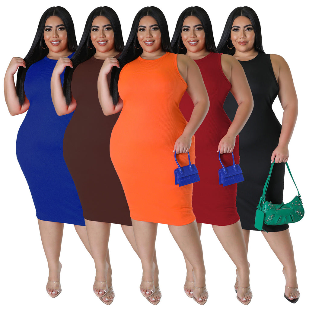Fashionable And Casual Solid-color Sleeveless Dress For Spring And Summer