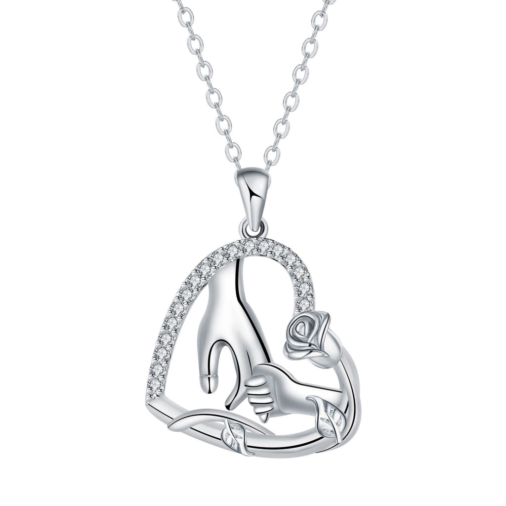 Heart-shaped Mother's Day Gift Big Hand Pull Hand Necklace