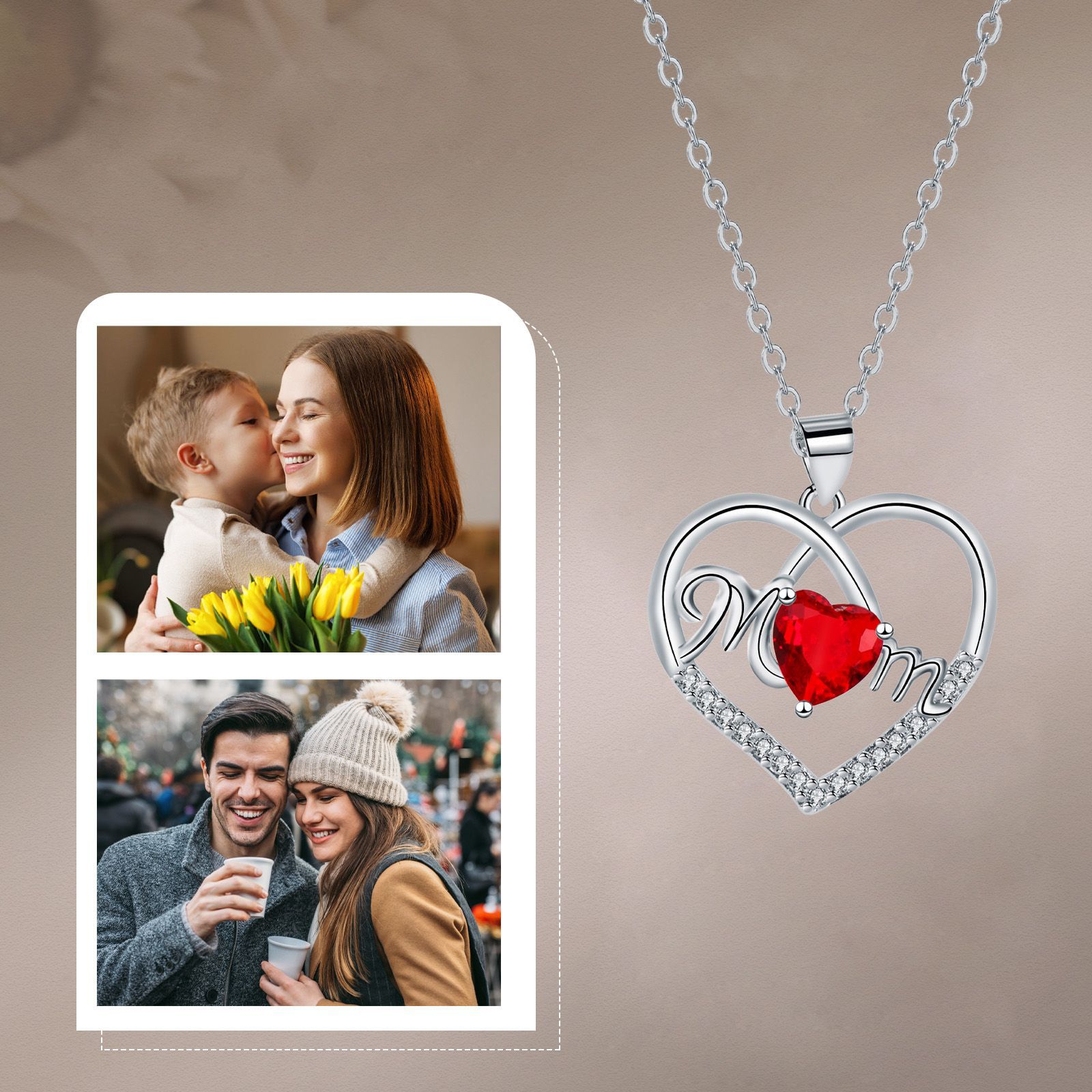 Heart-shaped Mom Necklace Fashion Simple Mother's Day Gift